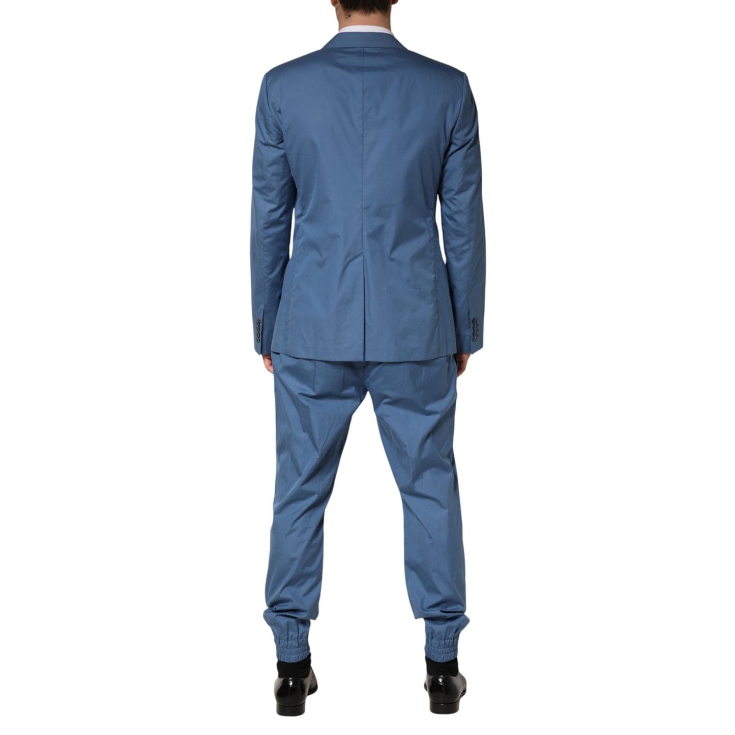 Dolce & Gabbana Blue Cotton Double Breasted 2 Piece Suit