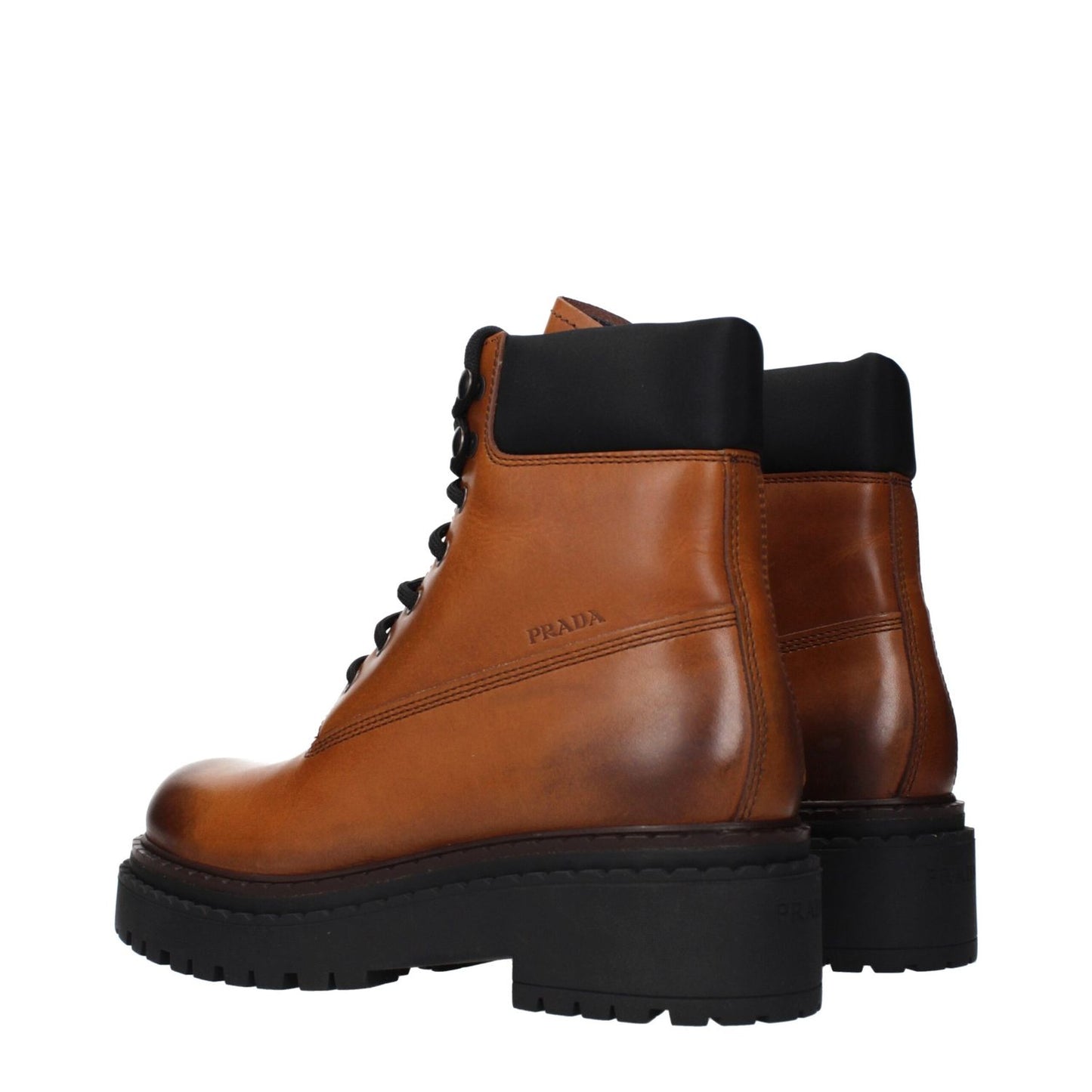 Prada Brown Leather Ankle Boots