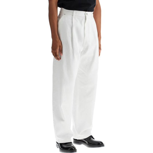 Moschino white cotton wide leg trousers Trousers Moschino Light Gray