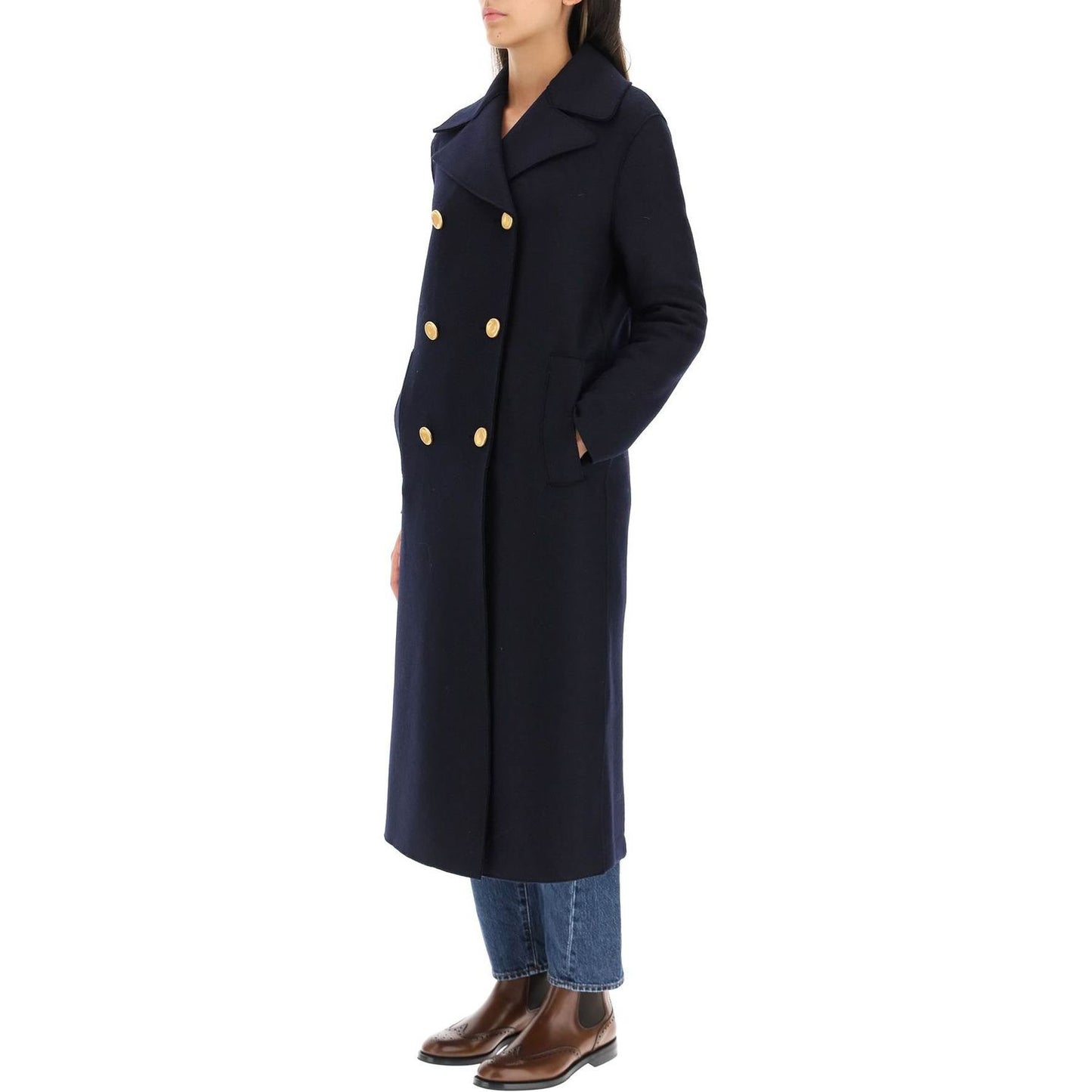 Harris Wharf London double-breasted coat in pressed wool Jackets Harris Wharf London