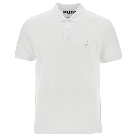 Moschino white cotton polo with delicate embroidery Topwear Moschino Light Gray