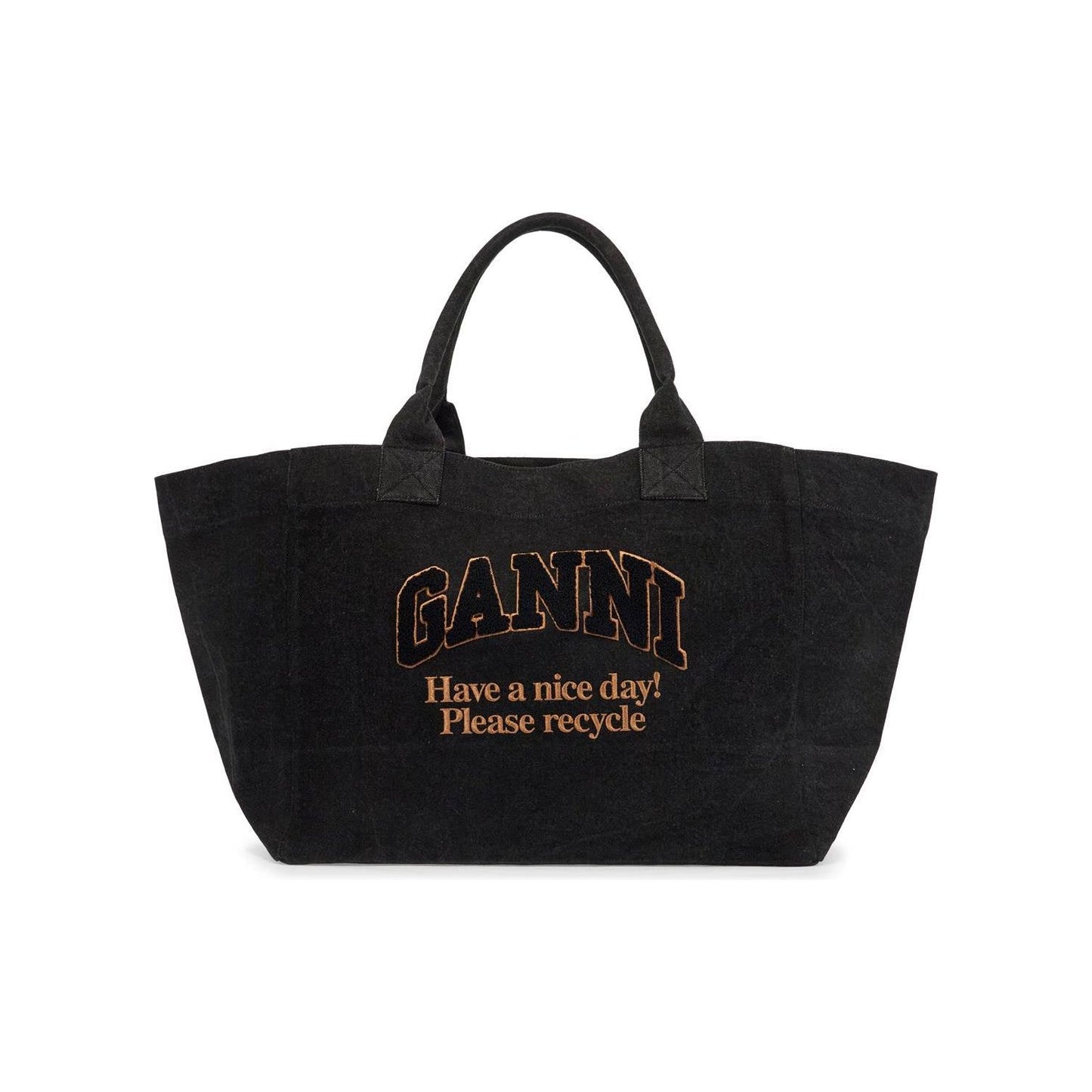 Ganni denim  organic cotton denim tote bag Shopper Ganni