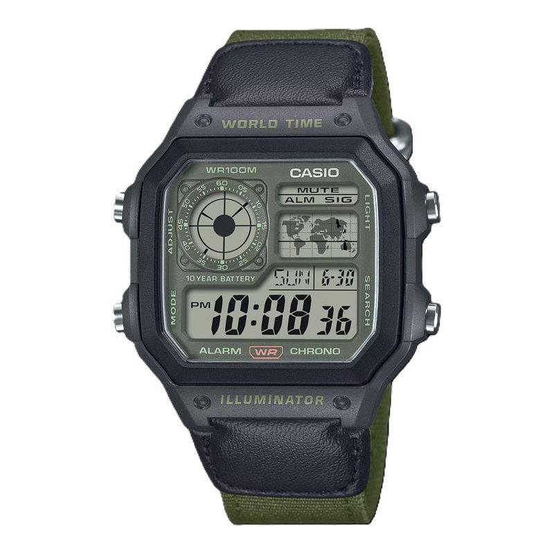 CASIO SPORT Mod. WORLD TIME ILLUMINATOR 5 ALARMS - FUTURE CLASSIC COLLECTION - BLACK GREEN WATCHES CASIO COLLECTION & VINTAGE