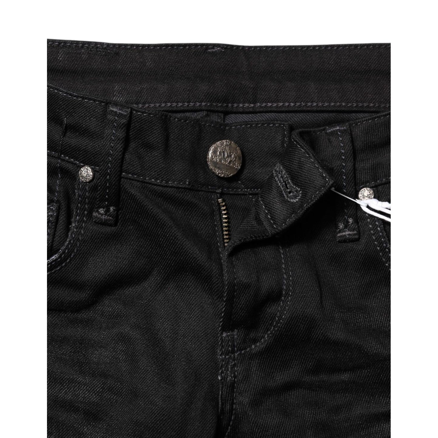 Acht Black Cotton Slim Fit Denim Low Waist Denim Jeans Acht