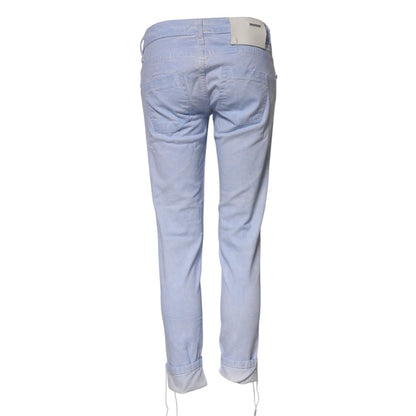 Acht Light Blue Cotton Slim Fit Denim Low Waist Denim Jeans Acht
