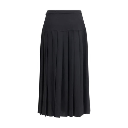 Alessandra Rich Black Fleece Wool Midi Skirt