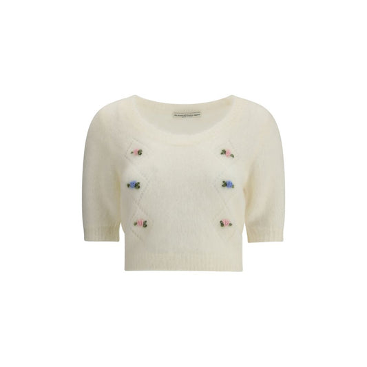 Alessandra Rich White Mohair Sweatshirt Alessandra Rich