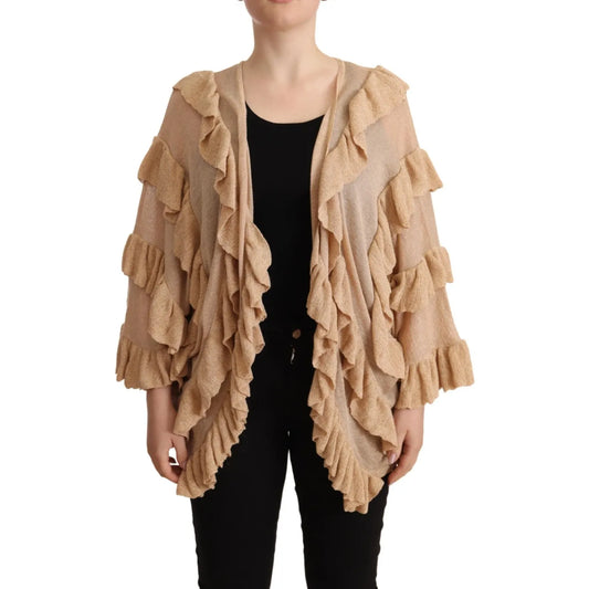 Aniye By Gold Ruffles Long Sleeves Viscose Cardigan Top