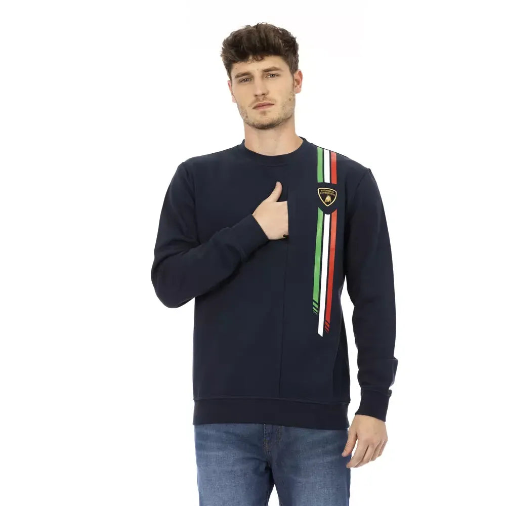 Automobili Lamborghini Blue Cotton Men Sweater