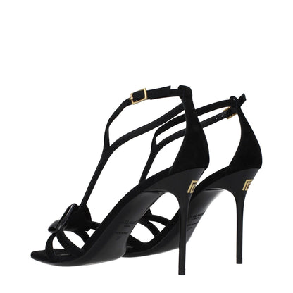Balmain Black Leather Stiletto Heel Sandals
