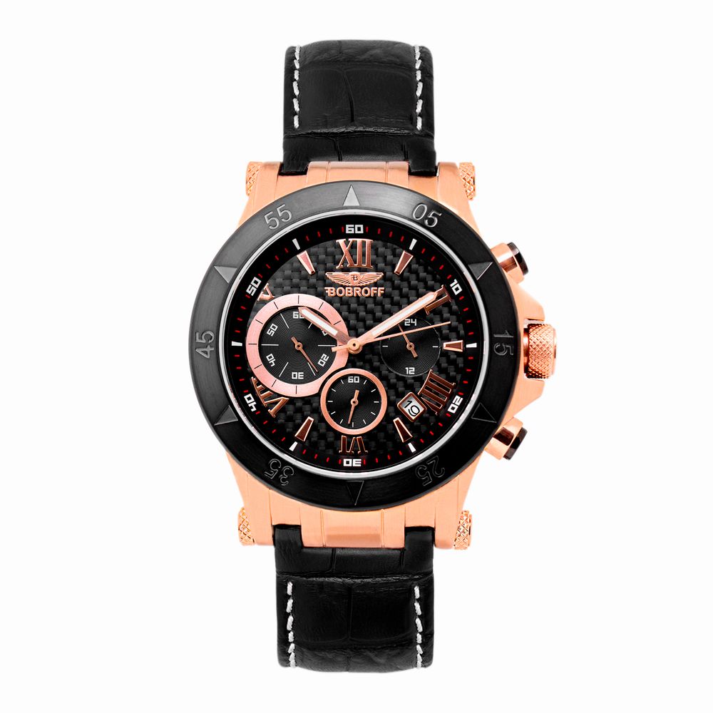 Bobroff Black Leather Dress Watch Bobroff