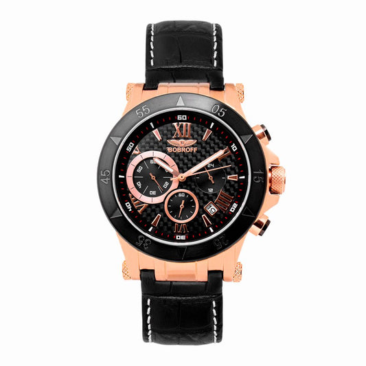 Bobroff Black Leather Dress Watch Bobroff