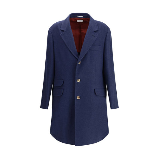 Brunello Cucinelli Blue Cashmere Coat Brunello Cucinelli
