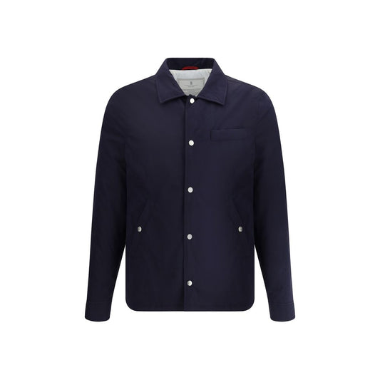 Brunello Cucinelli Blue Nylon Full-Length Jacket Brunello Cucinelli