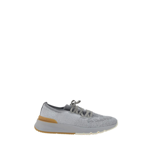 Brunello Cucinelli Gray Cotton Athletic Sneakers Brunello Cucinelli
