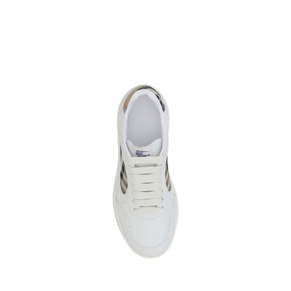 Burberry White Calf Leather Bos Taurus Low Top Sneakers