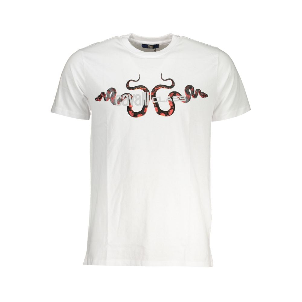 Cavalli Class White Cotton Men T-Shirt