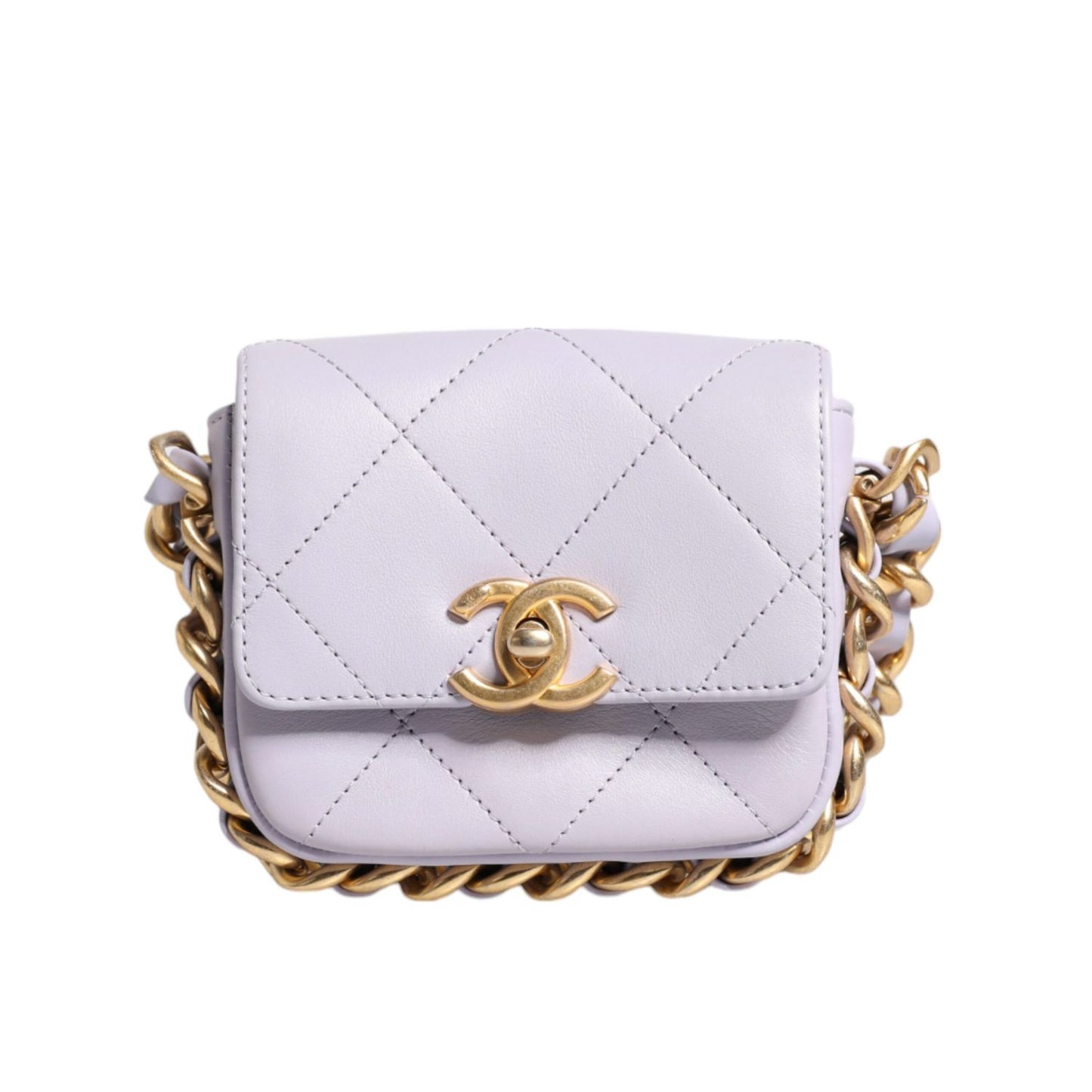 Chanel Blue Quilted Calfskin Framing Chain Flap Mini crossbody Bag Chanel