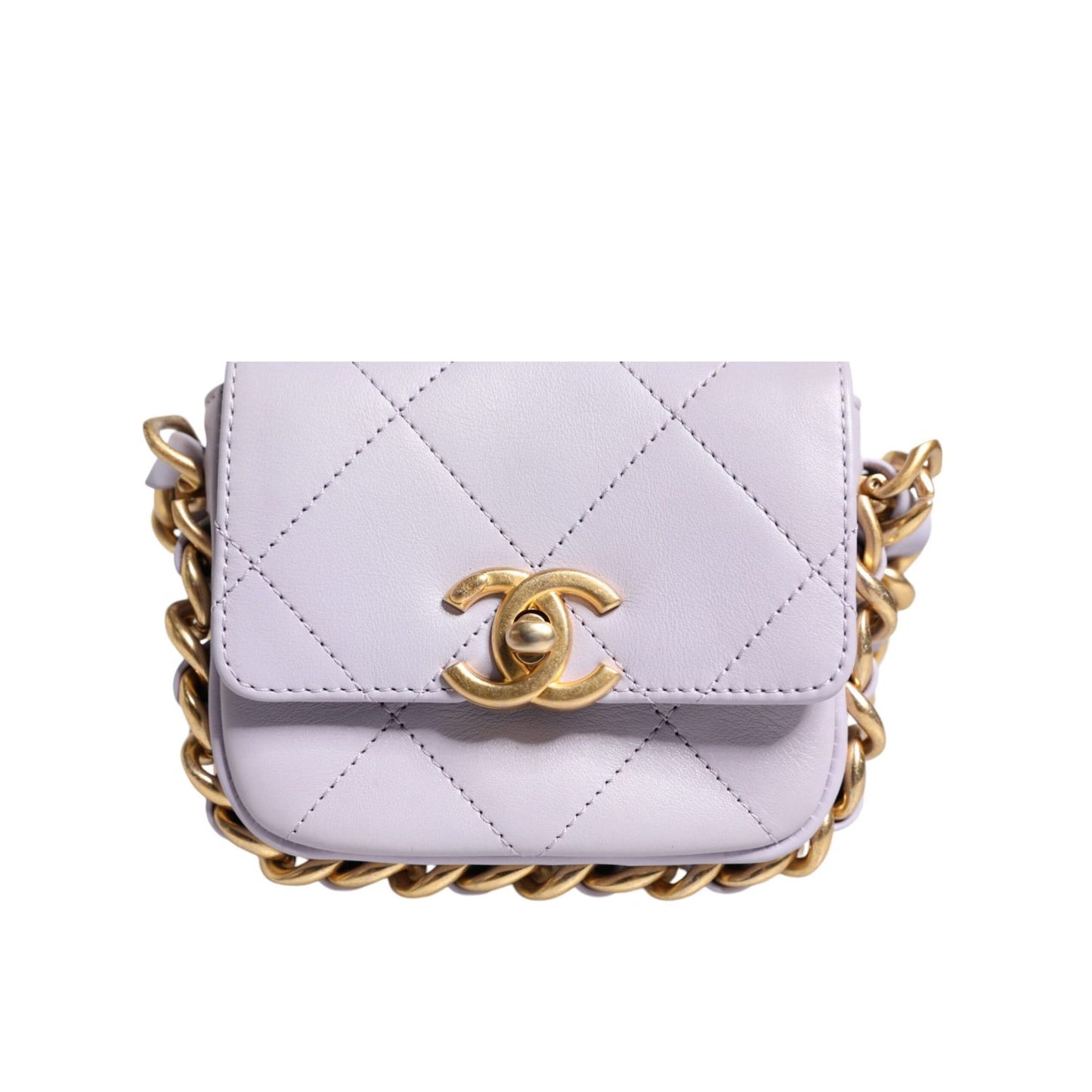 Chanel Blue Quilted Calfskin Framing Chain Flap Mini crossbody Bag Chanel
