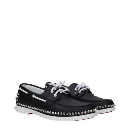 Christian Louboutin Black Leather Slip-On Loafers