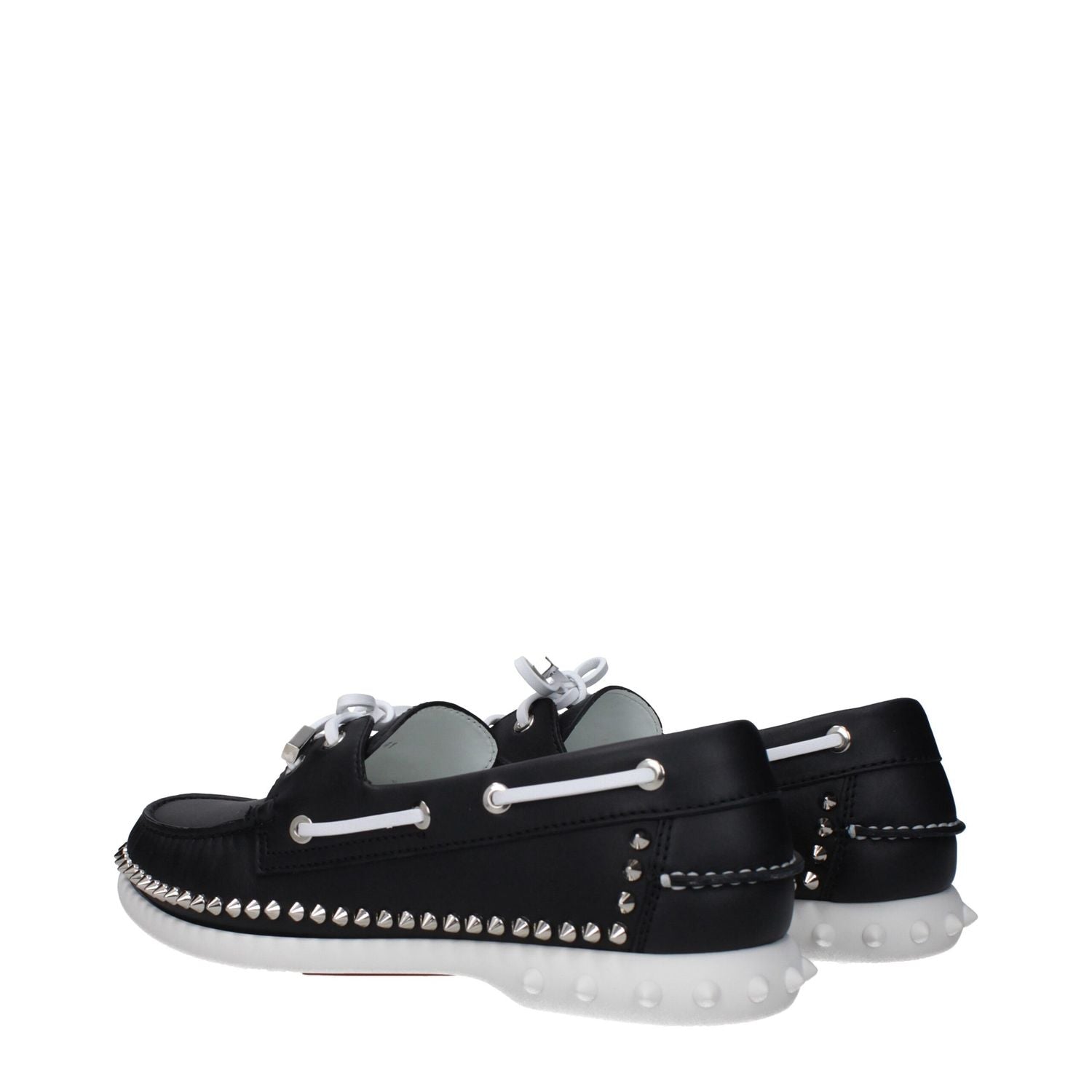 Christian Louboutin Black Leather Slip-On Loafers