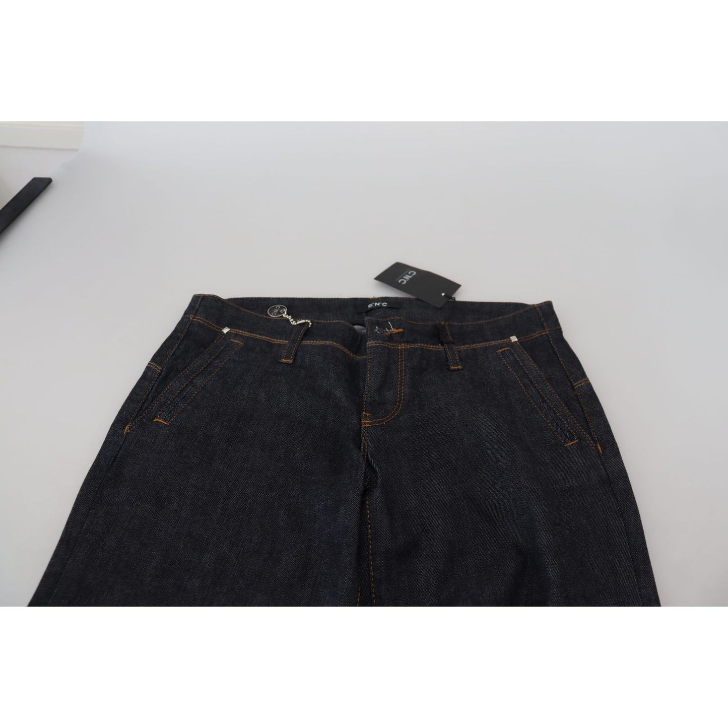 Costume National Blue Low Waist Straight Denim Pants Jeans