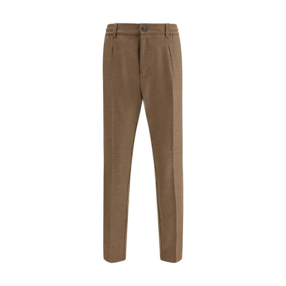Cruna Brown Fleece Wool Casual Pants Cruna