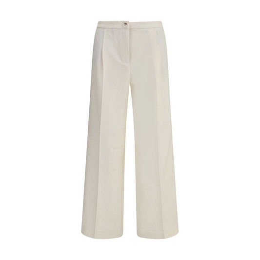 Cruna Cream Polyester Casual Pants Cruna