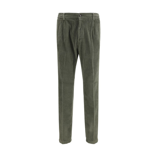 Cruna Green Cotton Casual Pants Cruna