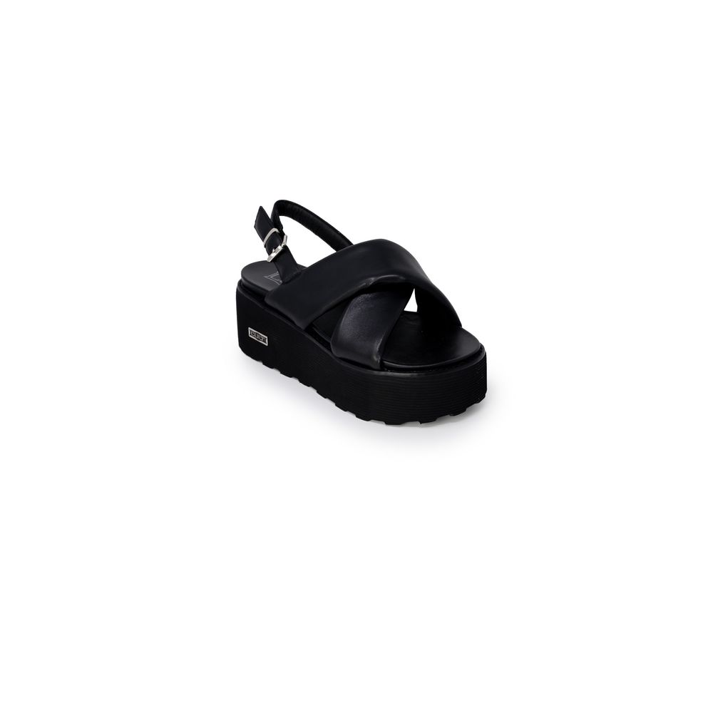 Cult Black Leather Platform Sandals Cult