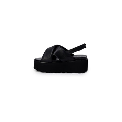 Cult Black Leather Platform Sandals Cult