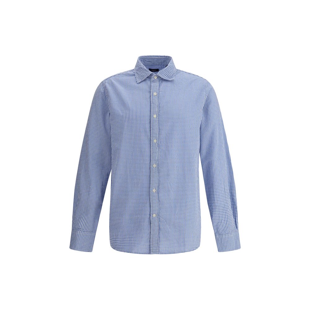 Deperlu Light Blue Cotton Pattern Shirt Deperlu