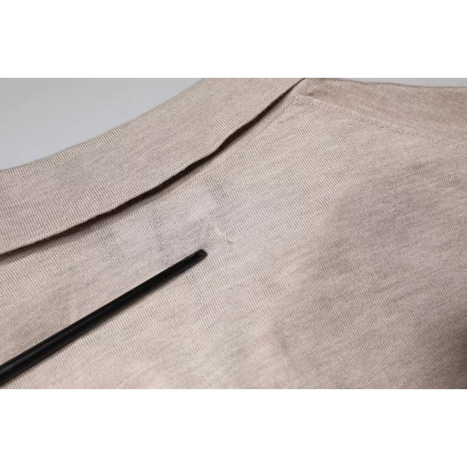 Dolce & Gabbana Beige Cashmere Knit Collared Pullover Sweater