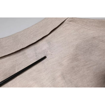 Dolce & Gabbana Beige Cashmere Knit Collared Pullover Sweater Dolce & Gabbana