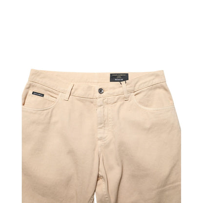 Dolce & Gabbana Beige Cotton Skinny Regular Men Denim Jeans
