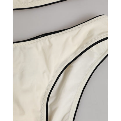 Dolce & Gabbana Beige Logo Swimsuit 2 Piece Top Bottom Swimwear