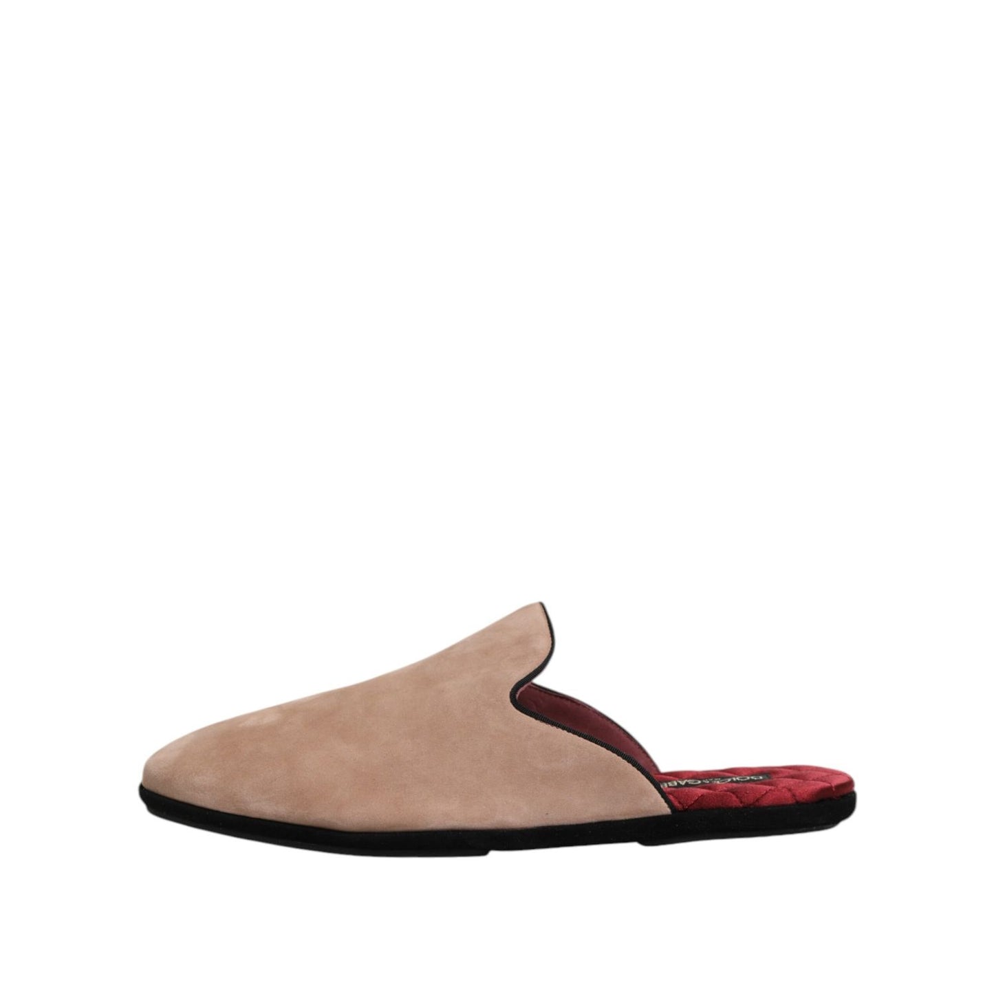 Dolce & Gabbana Beige Suede Leather Slides Flat Slipper Shoes