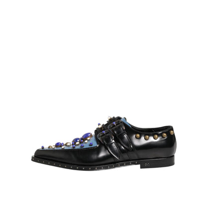 Dolce & Gabbana Black Blue Embellished MONKSTRAP Dress Shoes Dolce & Gabbana