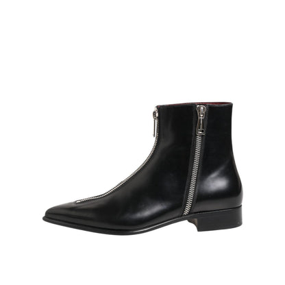 Dolce & Gabbana Black Calfskin Leather Men SHORT Boots Shoes