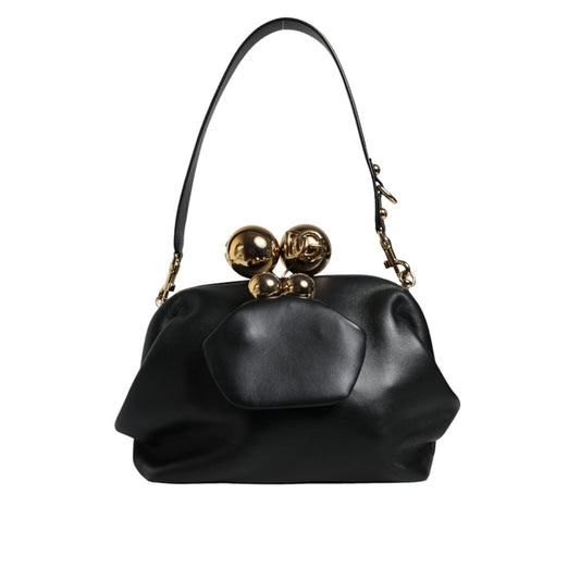 Dolce & Gabbana Black Calfskin Leather Shoulder Clutch Bag Dolce & Gabbana