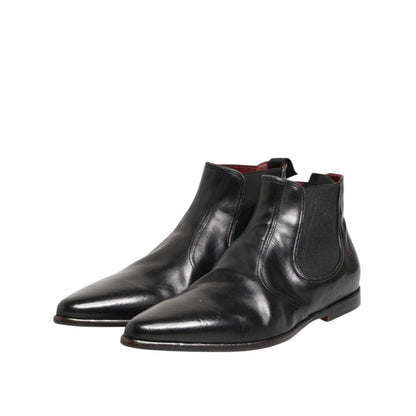 Dolce & Gabbana Black Chelsea Slip On Men Ankle Boots Shoes