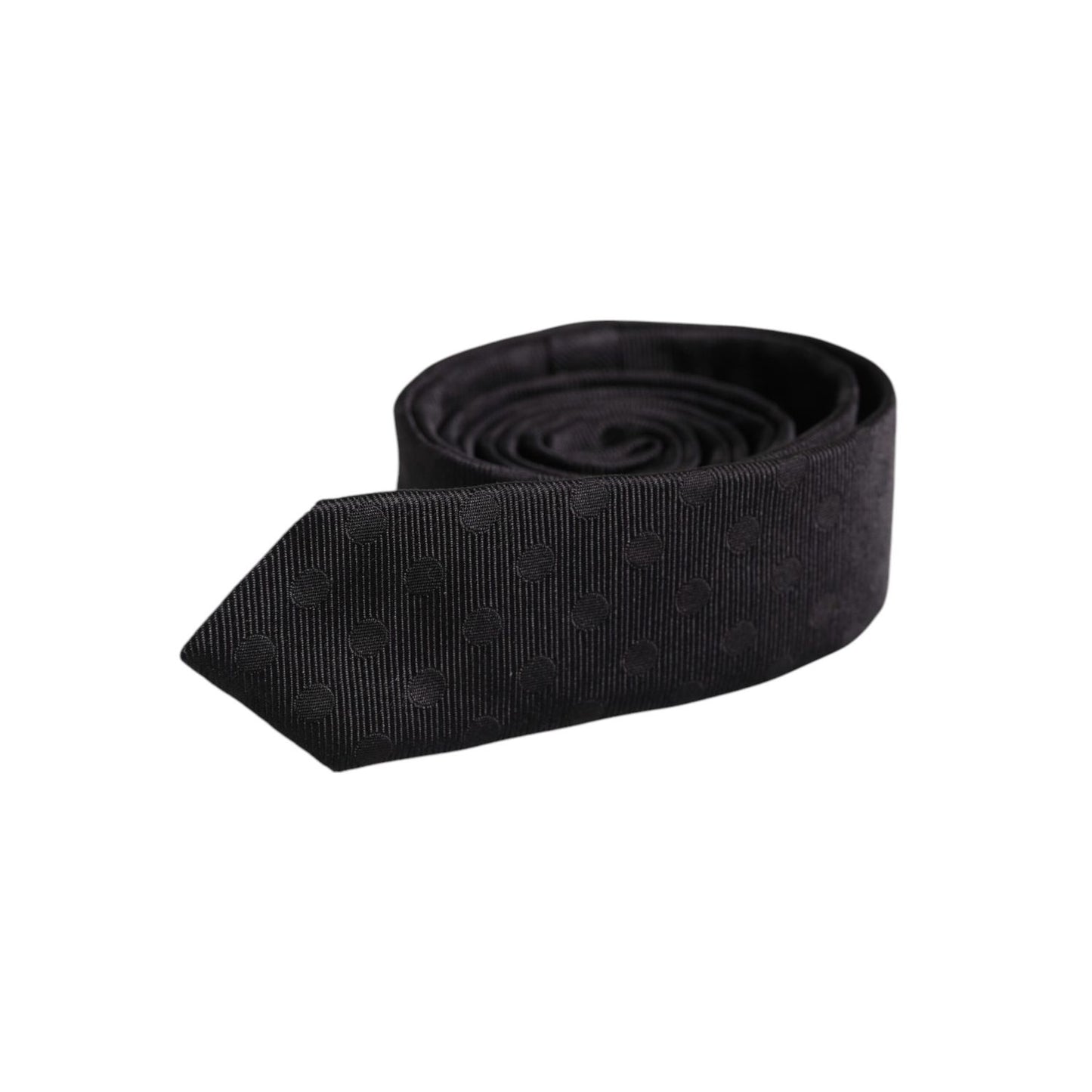 Dolce & Gabbana Black Circles Silk Adjustable Necktie Tie