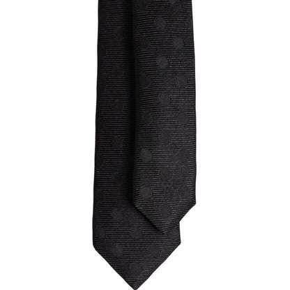 Dolce & Gabbana Black Circles Silk Adjustable Necktie Tie
