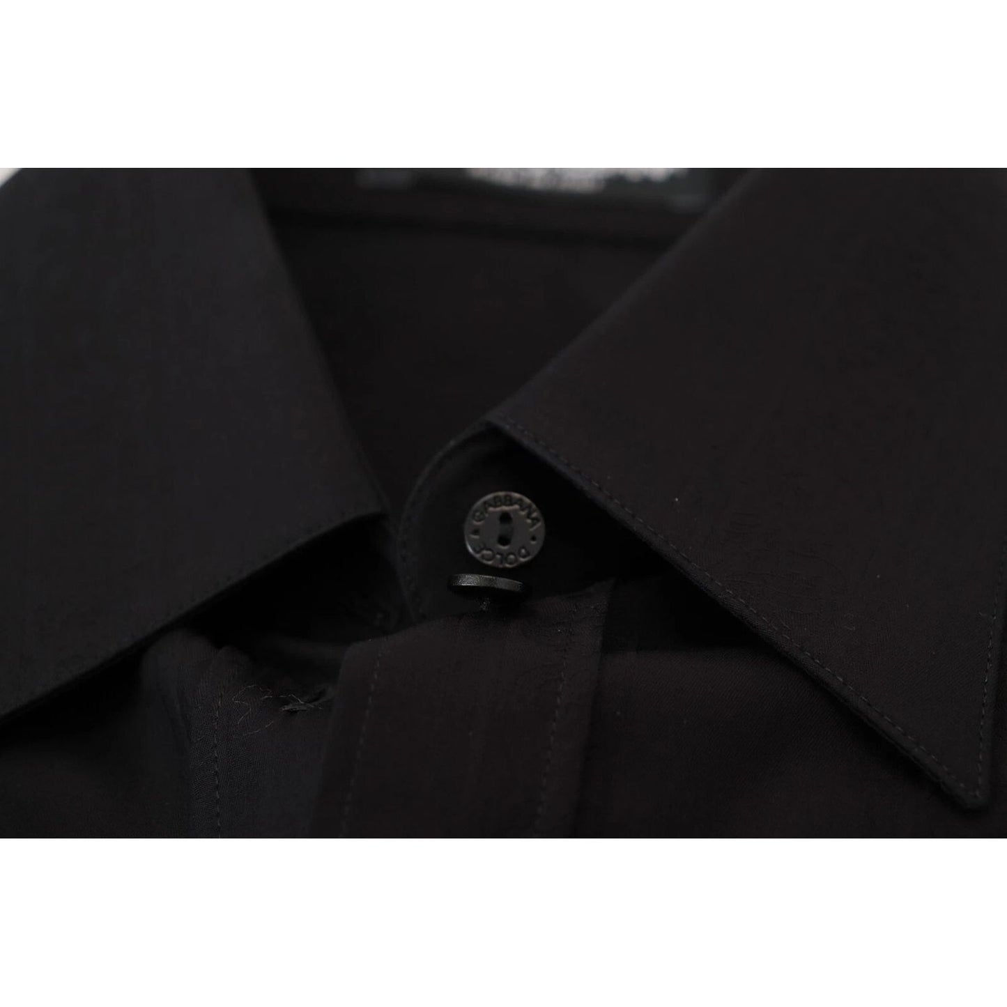 Dolce & Gabbana Black Cotton Collared Long Sleeves Shirt