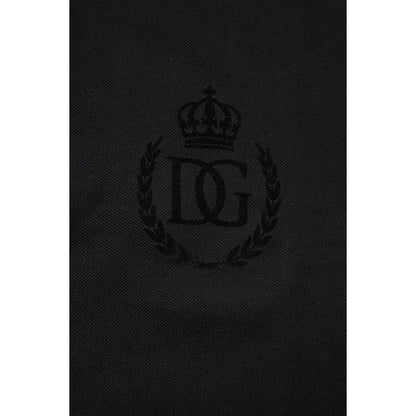 Dolce & Gabbana Black Cotton DG Logo Collared Polo T-shirt