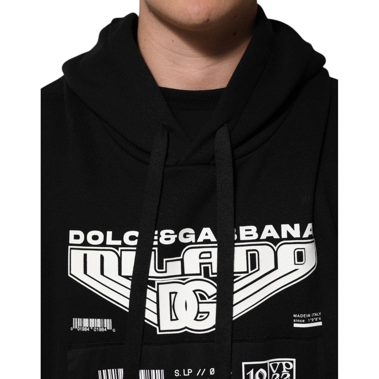 Dolce &amp; Gabbana Black Cotton DG Milano Logo Print Hoodie Sweater