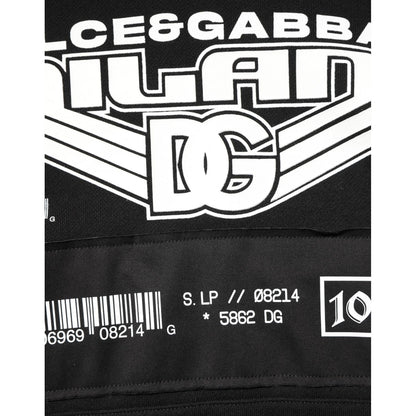 Dolce &amp; Gabbana Black Cotton DG Milano Logo Print Hoodie Sweater