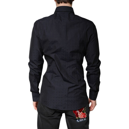 Dolce & Gabbana Black Cotton GOLD Men Dress Formal Shirt
