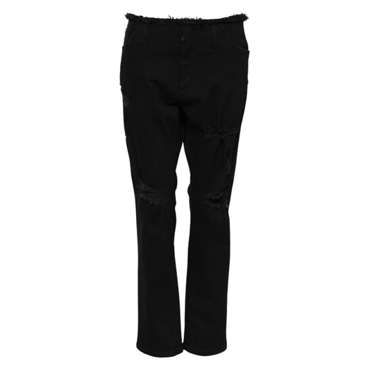 Dolce & Gabbana Black Cotton Mid Waist Flared Denim Jeans