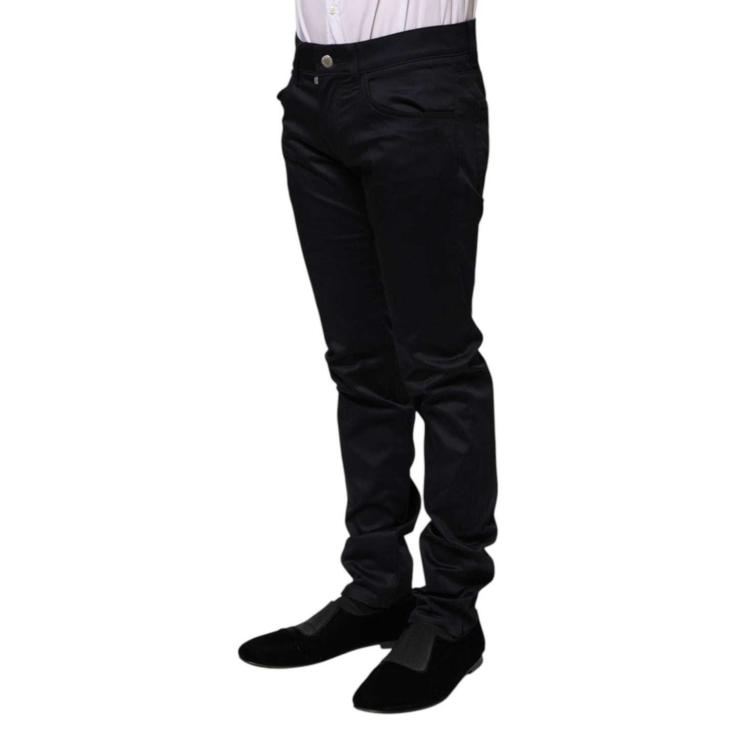 Dolce & Gabbana Black Cotton Skinny Mid Waist Pants